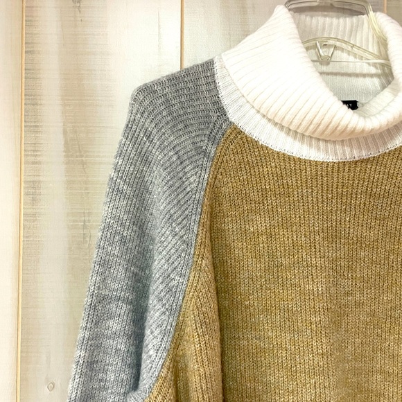 Lane Bryant White Gray Tan Colorblock Turtleneck Tunic Sweater Sz 22/24 - Picture 6 of 7